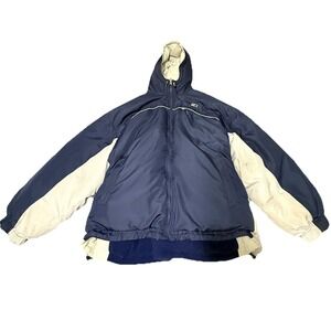 Vintage Starter Mens 3XL Reversible Down Jacket Navy White Hooded